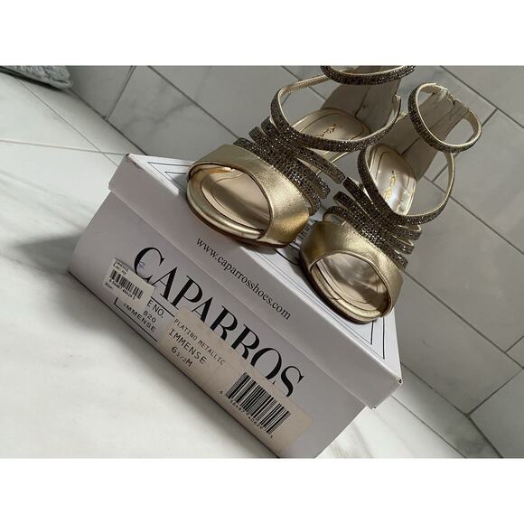 Caparros Platino Metallic Gold Open Toes Sz 61/2 M - Picture 12 of 12